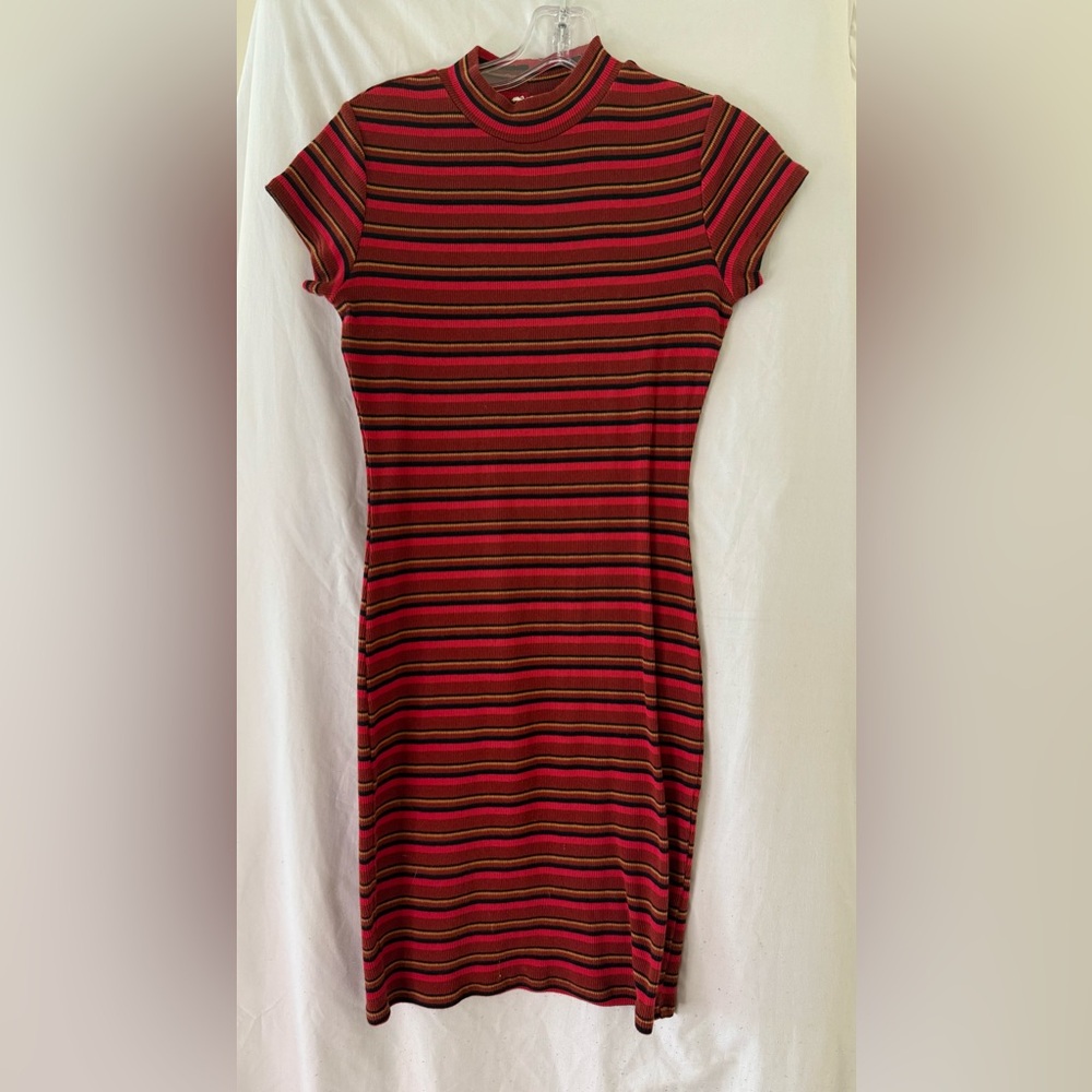 Garage Red and Black Striped Dress
